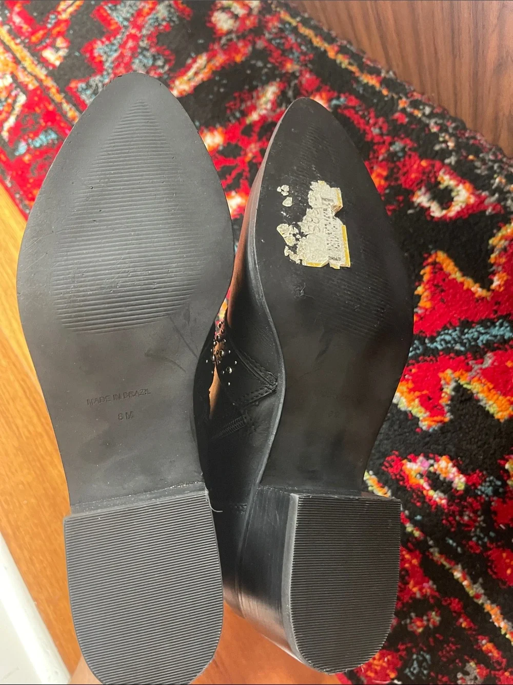 Steve Madden Black Leather Studded Buckle Ankle Booties Size 8
